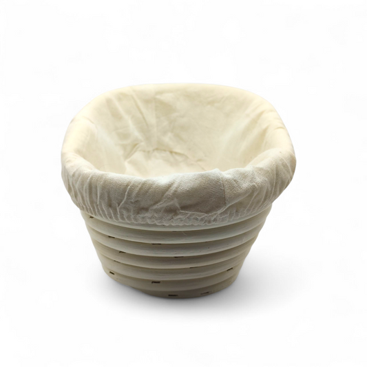 25cm oval shapped banneton with cloth liner for baking sourdough, made with rattan, food-safe