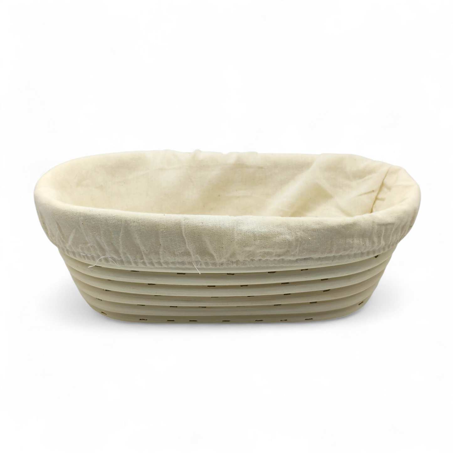25cm round oval banneton with cloth liner made with natural rattan for baking sourdough front photo