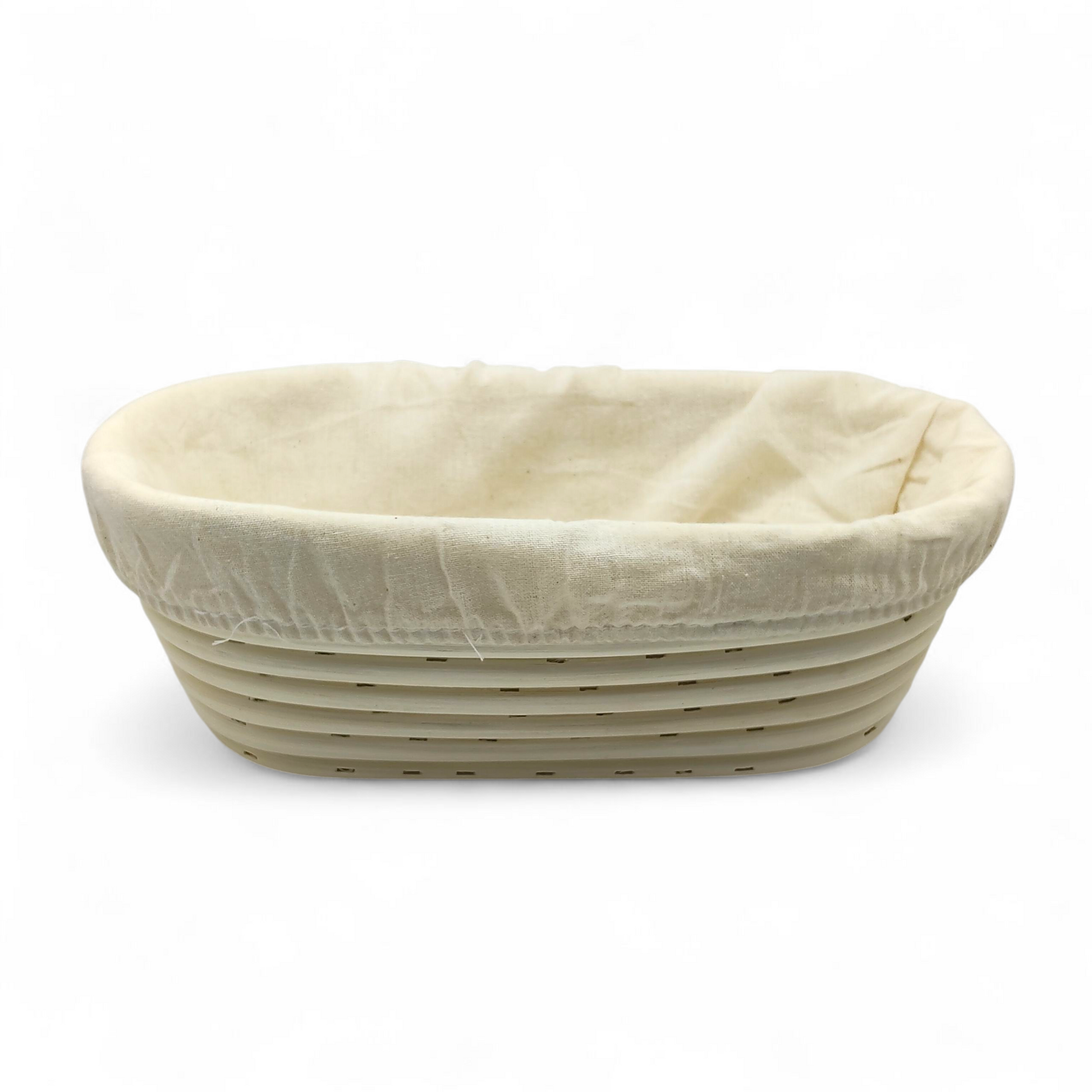 25cm round oval banneton with cloth liner made with natural rattan for baking sourdough front photo