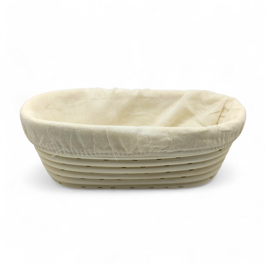 25cm round oval banneton with cloth liner made with natural rattan for baking sourdough front photo